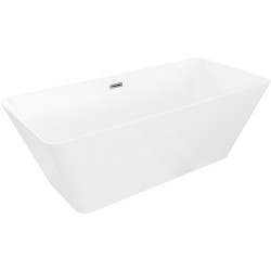 MEXEN/S - Velo Slim voľne stojaca vaňa 170 x 75, biela, sifón a prepad grafit kartáčovaná (52811707500-66)