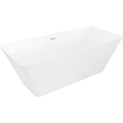 MEXEN/S - Velo Slim voľne stojaca vaňa 170 x 75, biela, sifón a prepad zlatá kartáčovaná (52811707500-55)