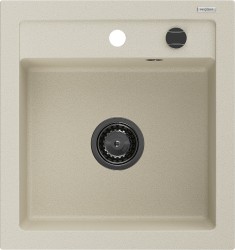MEXEN/S - Vito granitový drez 1-miska 520x490 mm, béžová,+ čierny sifón (6503521000-69-B)