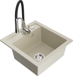 MEXEN/S - Vito granitový drez 1-miska vrátane batérie Aster, béžová (6503-69-73450-07)