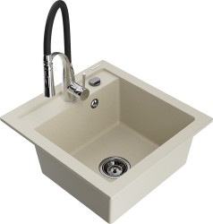 MEXEN/S - Vito granitový drez 1-miska vrátane batérie Aster, béžová (6503-69-73450-07-B)