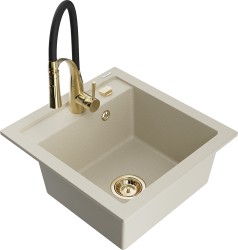 MEXEN/S - Vito granitový drez 1-miska vrátane batérie Aster, béžová (6503-69-73450-57-G)