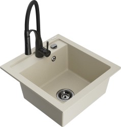 MEXEN/S - Vito granitový drez 1-miska vrátane batérie Aster, béžová (6503-69-73450-70-B)