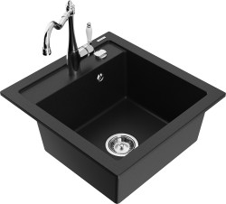 MEXEN/S - Vito granitový drez 1-miska vrátane batérie Carla, čierna (6503-77-670700-00)