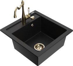 MEXEN/S - Vito granitový drez 1-miska vrátane batérie Carla, čierna (6503-77-670700-50)