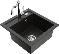 MEXEN/S - Vito granitový drez 1-miska vrátane batérie Carla, čierna/zlatá metalik (6503-75-670700-00)