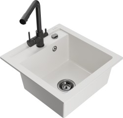 MEXEN/S - Vito granitový drez 1-miska vrátane batérie Duero, biela (6503-20-671600-70)