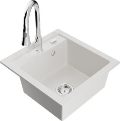 MEXEN/S - Vito granitový drez 1-miska vrátane batérie Elia, biela (6503-20-670101-00)