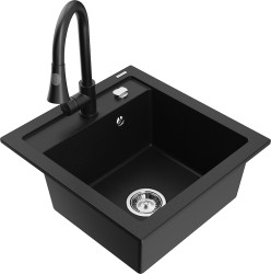 MEXEN/S - Vito granitový drez 1-miska vrátane batérie Elia, čierna (6503-77-670101-70)