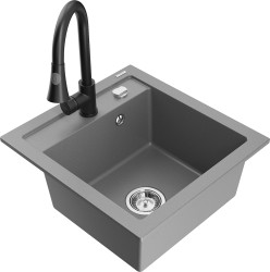 MEXEN/S - Vito granitový drez 1-miska vrátane batérie Elia, šedá (6503-71-670101-70)
