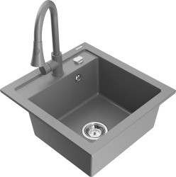 MEXEN/S - Vito granitový drez 1-miska vrátane batérie Elia, šedá (6503-71-670101-71)