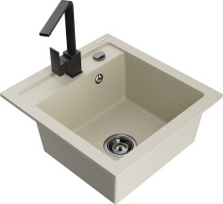 MEXEN/S - Vito granitový drez 1-miska vrátane batérie Rita, béžová (6503-69-670300-70)