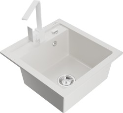 MEXEN/S - Vito granitový drez 1-miska vrátane batérie Rita, biela (6503-20-670300-20)