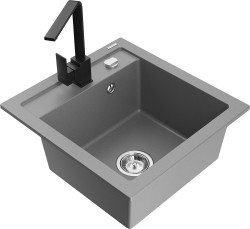 MEXEN/S - Vito granitový drez 1-miska vrátane batérie Rita, šedá (6503-71-670300-70)