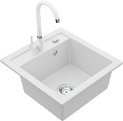 MEXEN/S - Vito granitový drez 1-miska vrátane batérie Telma, biela (6503-20-670200-20)