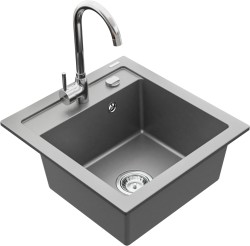 MEXEN/S - Vito granitový drez 1-miska vrátane batérie Telma, šedá (6503-71-670200-00)