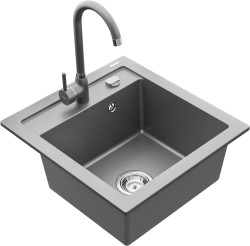MEXEN/S - Vito granitový drez 1-miska vrátane batérie Telma, šedá (6503-71-670200-71)