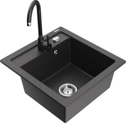 MEXEN/S - Vito granitový drez vrátane batérie Telma, čierna kropenatá (6503-76-670200-70)