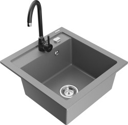 MEXEN/S - Vito granitový drez vrátane batérie Telma, šedá (6503-71-670200-70)