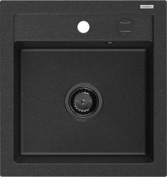 MEXEN/S - Vito Vito granitový drez 1-miska 520x490 mm, čierny/striebro metalík + čierny sifón (6503521000-73-B)