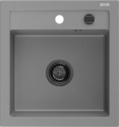MEXEN/S - Vito Vito granitový drez 1-miska 520x490 mm, sivá,+ čierny sifón (6503521000-71-B)