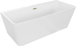 MEXEN/S - Volta vaňa voľne stojaca rohová 150 x 75, biela, sifón a prepad zlatá (51131507500-50)