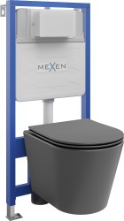 MEXEN/S - WC predstenová inštalačná sada Fenix Slim s misou WC Rico + sedátko softclose, tmavo šedá mat (61030724071)