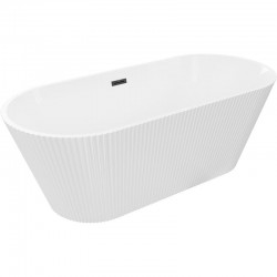 MEXEN/S - Yara voľne stojaca vaňa reliéf 170 x 75, biela, sifón a prepad čierna (52861707500-70)