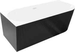 MEXEN - Silo voľne stojaca rohová vaňa ľavá reliéf 170 x 80, biela/čierna, bez krytky prepadu a zátky (52891708075L-SS)