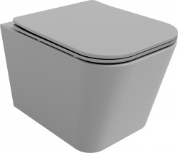 MEXEN - Teo Závesná WC misa Rimless vrátane sedátka s slow, Duroplast, svetlo šedá mat (30854061)