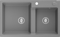 MEXEN - Tomas granitový drez 2-bowl 800x500 mm, sivý, sifón chróm (6516802000-71)
