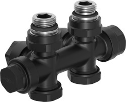 MEXEN - Uhlový/rovný radiátorový ventil, Duplex, DN50, čierna (W908-000-70)