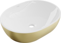MEXEN - Viki umývadlo na dosku 48 x 35 cm, biela/zlatá vzor (21054817)