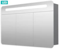 Naturel - Zrkadlová skriňa 100 cm, 3 dvere, LED osvetlenie, zásuvka + vypínač, IP44 GALPIR100LED (GALPIR100LED)