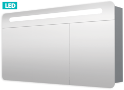 Naturel - Zrkadlová skriňa 120 cm, 3 dvere, LED osvetlenie, zásuvka + vypínač, IP44 GALPIR120LED (GALPIR120LED)