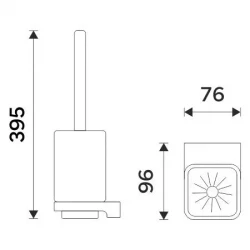 Nimco Maya biela mat toaletná WC kefa s hranatou rukoväťou, nádobka sklo MAB 29094CN-HR-05 (MAB 29094CN-HR-05)