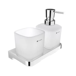 Nimco Maya chróm sada dávkovača tekutého mydla s pohárikom na kefky MA 2905831C-T-26 (MA 2905831C-T-26)
