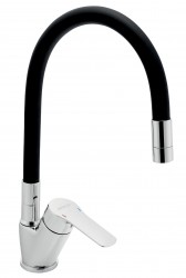 NOVASERVIS - Drezová batéria s čiernym flexi ramenom Metalia 54, chróm (54014F,0C)