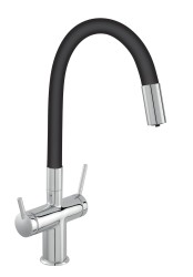 NOVASERVIS - Drezová stojanková batéria Filtrata s elast.ram, čierna-chróm (BFT41B)