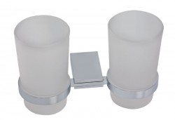 NOVASERVIS - Dvojitý držiak zubných kefiek a pasty sklo Metalia 9 chróm (0957,0)