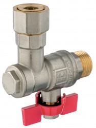 NOVASERVIS - Rohový guľový kohút s filtrom, ku kotlom 1/2