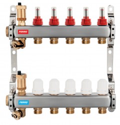 NOVASERVIS - Rozdeľovač nerez s prietokomermi a uzat.ventilmi, 6-okruhov (SN-RZPU06S)
