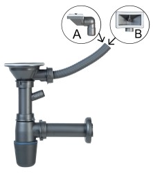 NOVASERVIS - Sifon drezový otvor 89mm s prepadom, plast (NSP89)