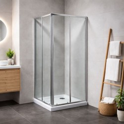 OLSEN SPA - Sprchovací kút SMART - RANDA - Farba rámu zásteny - Hliník chróm, Rozmer A - 80, Rozmer B - 80, Smer zatváranie - Univerzálny Ľavé / Pravé, Výplň - Číre bezpečnostné sklo - 4/6 mm (OLBRAN80CCBV)
