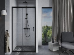 OLSEN SPA - Sprchové dvere do niky TREOS NEW BLACK - FARBA rámu - Čierna matná, Rozmer A - 140, Smer zatvárania - Univerzálny Ľavé / Pravé, Výplň - Číre bezpečnostné sklo - 6 mm (OLBTREO140BC)