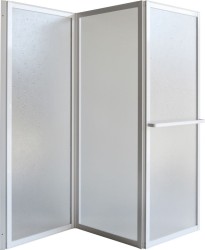 OLSEN SPA - Vaňová zástena KARINA - Farba rámu zásteny - Hliník biely, Rozmer A - 145 cm, Smer zatváranie - Univerzálny Ľavé / Pravé, Výplň - Polystyrol 2,2 mm (acrilico) (OLBVZ5)