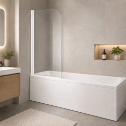 OLSEN SPA - Vaňová zástena LUCCA - Farba rámu zásteny - Hliník biely, Rozmer A - 75 cm, Smer zatváranie - Univerzálny Ľavé / Pravé, Výplň - Číre bezpečnostné sklo - 6 mm (OLVLUC76)