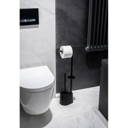 OLSEN SPA - WC kefa + držiak papiera, nerez čierna (KD02071616)