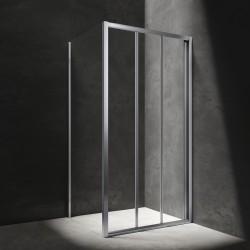 OMNIRES - BRONX sprchovací kút s posuvnými dverami, 100 x 80 cm chróm /transparent /CRTR/ (BR1080CRTR)