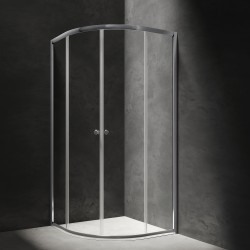 OMNIRES - BRONX sprchovací kút s posuvnými dverami štvrťkruh, 80 x 100 cm chróm / transparent /CRTR/ (S203080/100CRTR)
